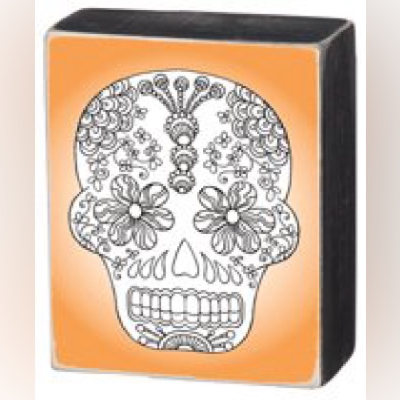 2 Primitives by Kathy Color Wood Block Skulls NEW - Picture 1 of 4